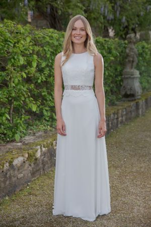 Langes Standesamtkleid ivory Kollektion 2020 A7218 4 bei Angelex Princess das Hochzeitshaus Brautmode Singen