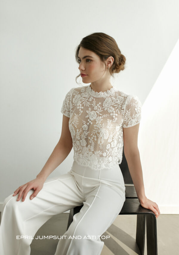 Le Rina 2024 Standesamtkleid EPRIL JUMPSUIT ASTI TOP 01 Angelex Princess das Hochzeitshaus Brautmode in Singen
