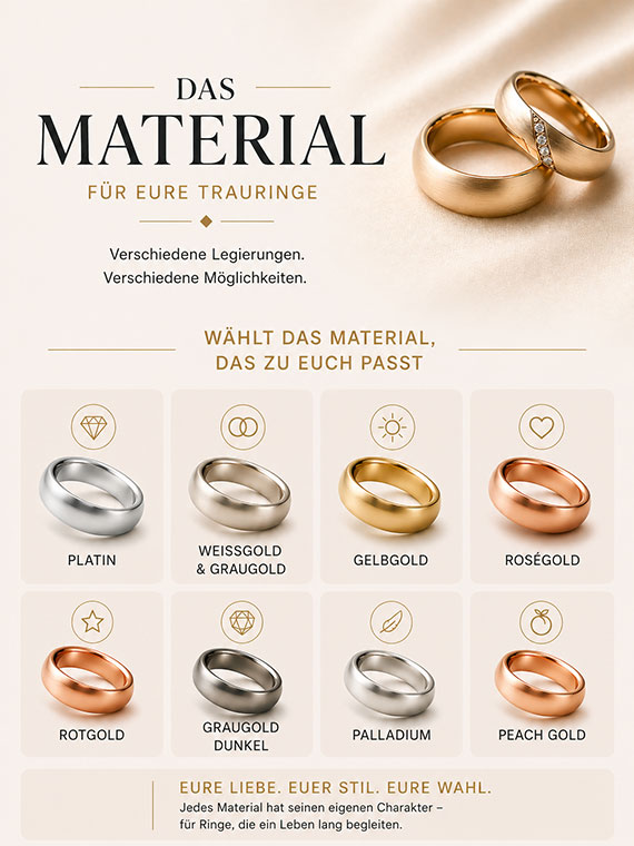 Trauringen Material Auswahl in Singen